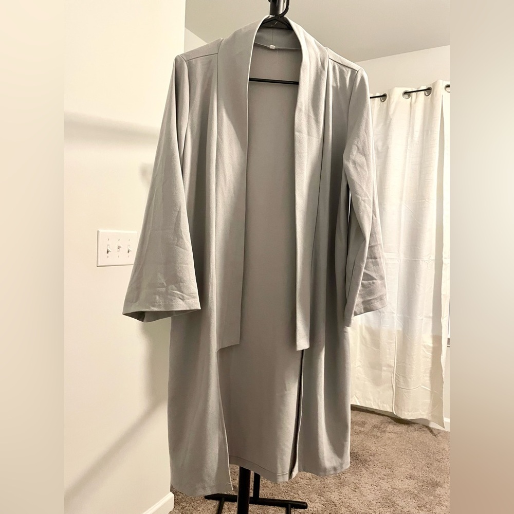 Sz S Long Light Grey Kimono Cardigan